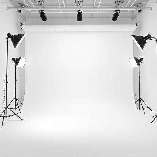 Minimalist white studio with a seamless backdrop and professional lighting equipment in the Mission district of San Francisco.